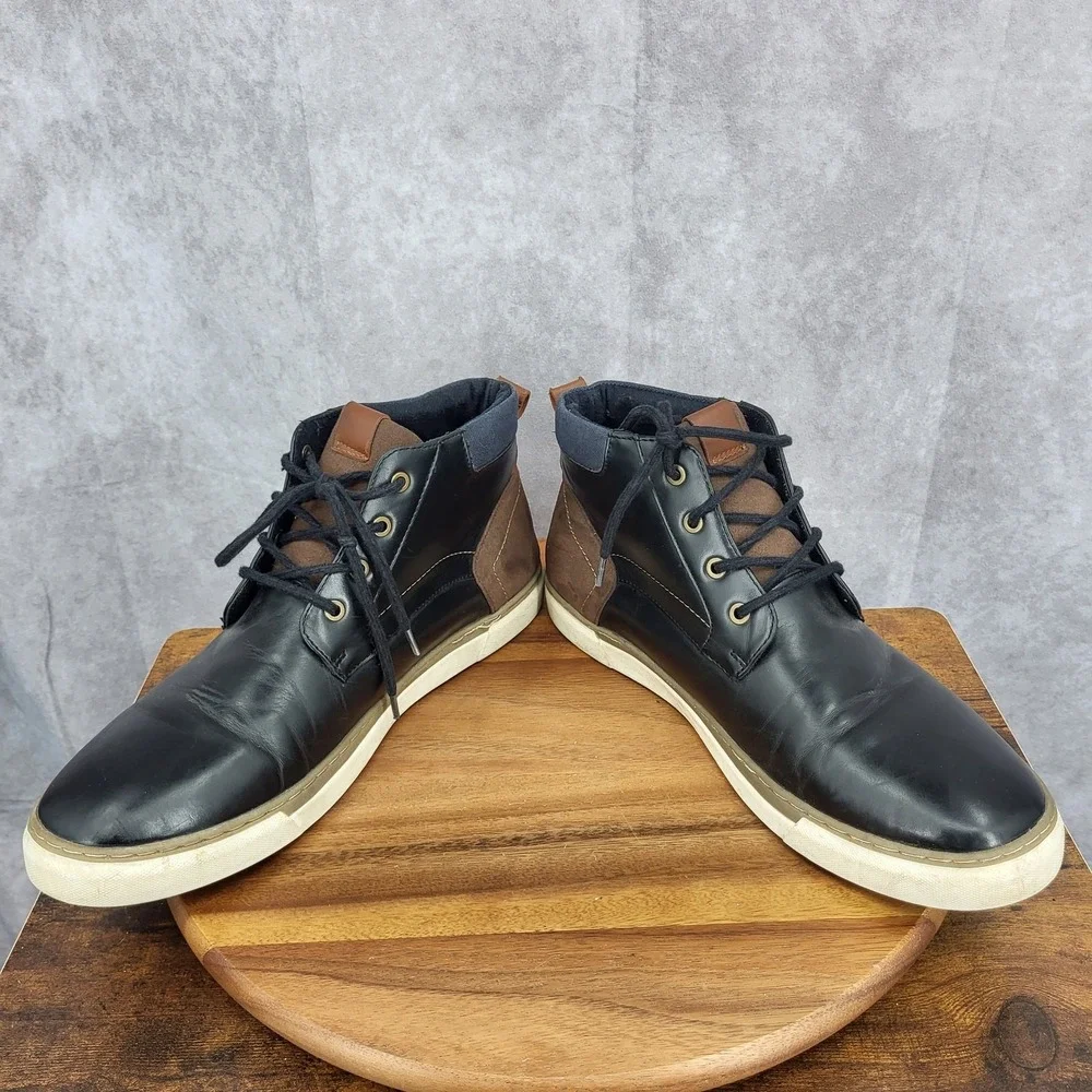 Sonoma Chukka Boots Mens 13 Black Faux Leather Vitalize‎ Ortholite Comfort